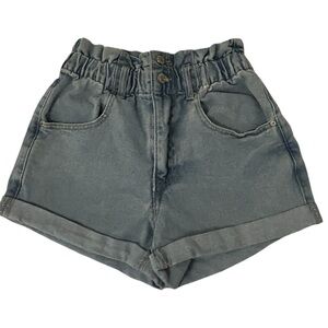 Forever 21 Vintage Inspired Paper-bag Mom Jean Shorts XS Cuffed Elastic Waist